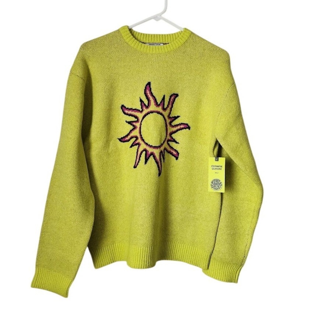 RIP CURL x Stephanie Gilmore Sol Relaxed Sweater Sun Graphic NEW chartreuse XS